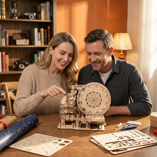 3D Wooden Puzzles for Adults Wood Marble Run to Build Wood disc Creative Mechanical Puzzles Assembly Model Building Kits Perfect Christmas and Birthday Gifts