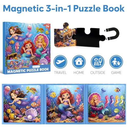 Biarek Mermaid Magnetic Puzzles for Kids 3-5, 37-Piece Travel Set - color: Mermaid - 37 Pieces