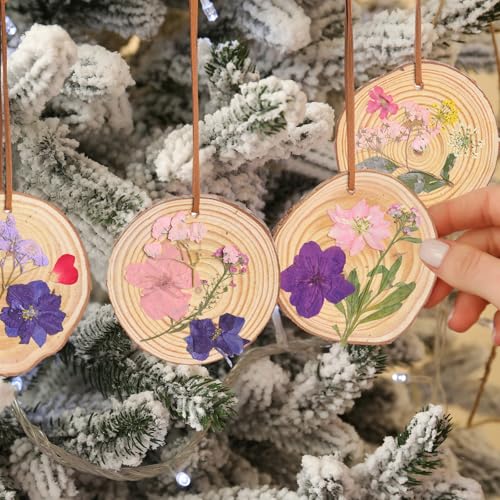 20 Set DIY Crafts Wooden Slices with Pressed Flower Fall, Delicate - style: Delicate