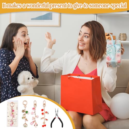 TOHONGADON 285 Pcs Keychain Making Kit, Bag Charm Kit with Gift Bag - color: 285 Pcs Keychain