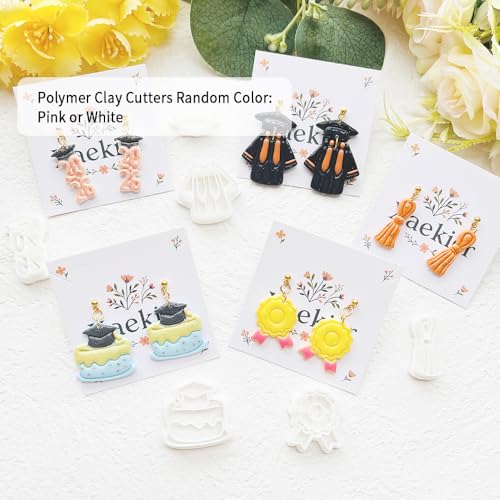 Graduation Polymer Clay Cutters & Stamp Set - 11pcs Sharp & Durable 2026, Owl, Cap, Gown, Diploma, Cake & Star Shapes for DIY Earring Jewelry Making, Soft Clay Crafts & Class Party Supplies - color: 2U color