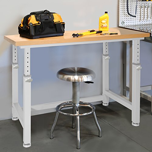 Seville Classics UltraHD Heavy Duty Workbench Table w/ Solid Wood Top, 1000 lbs. Weight Capacity Workstation for Garage, Warehouse, Workshop, Granite, 48" W x 24" D x 28.5" to 42" H Desktop - color: Granite, size: 48" W x 24" D x 28.5" to 42" H Desktop