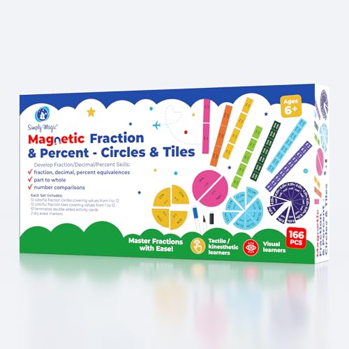 Simply Magic 178 PCS Magnetic Fraction Tiles - Fraction Magnets