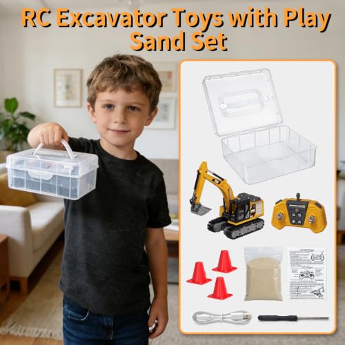 1/64 MINI RC Excavator with Play Sand Box Set - style: RC Excavator Toy