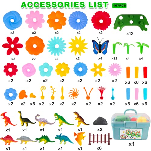 Toys Gifts for Age 2 3 4 5 6,167 PCS Dinosaur Flower Garden Building Blocks - style: Dinosaur Flower Garden