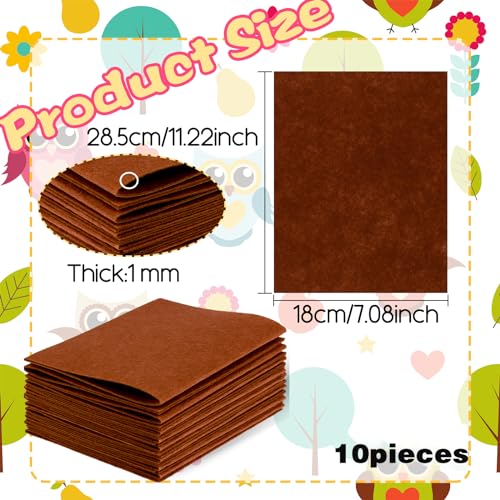 10Pcs Felt Sheets Fabric, 7" x 11" Soft Felt Squares for Craft, 1mm(Brown) - color: Brown