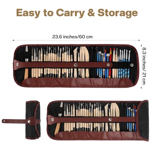 44 Pcs Clay Sculpting Tools Kit, Double Sided Polymer Clay Tool Set for Pottery, Ceramics and Air Dry Modeling, with Carrying Case Bag