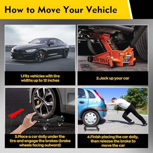 IMAYCC Car Dolly Set of 4, 6000 lbs Heavy Duty Car Wheel Dolly with Parallel Tube Design for Moving Vehicles, Trucks, SUVs, Motorcycles and Boats - size: 4 Pack