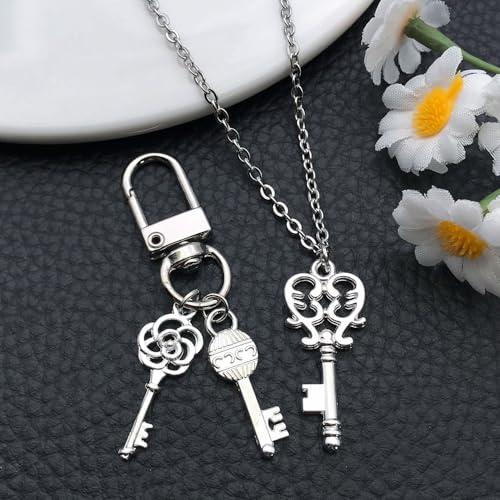 WOCRAFT 60pcs Bright Silver Small Key Charms Bracelet Charms for Jewelry Making Sets DIY Necklace Bracelet Keychain Crafting Charms Kit Craft Supplies (SN926) - color: Bright Silver, size: Small Key Charms