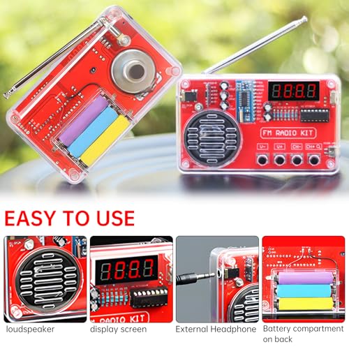Diymore DIY FM Radio Kit, Soldering Practice Electronics Project, Transparent Case, with PCB, Speaker, Digital Display, for Beginners & STEM Learning - color: DIY FM Radio Kit