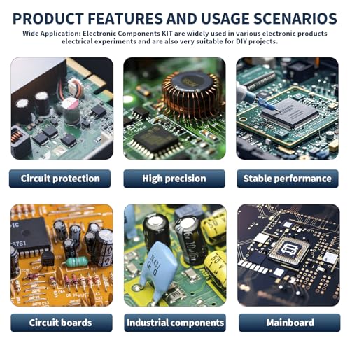 1910Pcs Electronic Component Kit Resistor Electrolytic Capacitor Schottky Diodes LED Diode Transistor Electronics Components Assortment for DIY Project