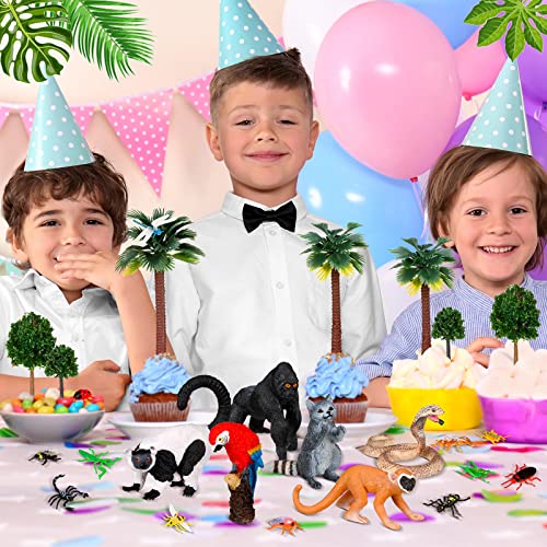 Jexine 25 Pack Rainforest Animals Figures Tropical Diorama Kit Kids