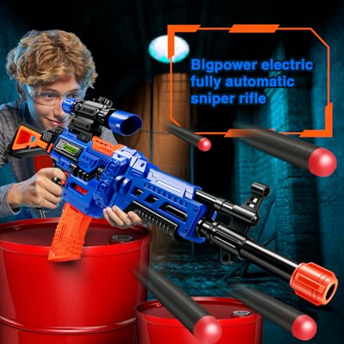 Bigpower Electric Kids Toy Sniper Rifle with Scope Tactical Vest Kit,4 in 1 Automatic Kids Sniper Rifle Toy Guns for Boys 8-12,Rifle Dart Guns Big Size,Toy Guns with Removable Magazines(2 Pcs