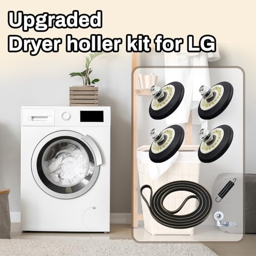 Upgraded Dryer Repair Kit Dryer Roller Kit for LG Kenmore Dryers Includes 4581EL2002C Dryer Drum Roller Assembly 4400EL2001A Dryer Belt and 4561EL3002A Dryer Idler Pulley, Pictures 6, 7 are Fit Models