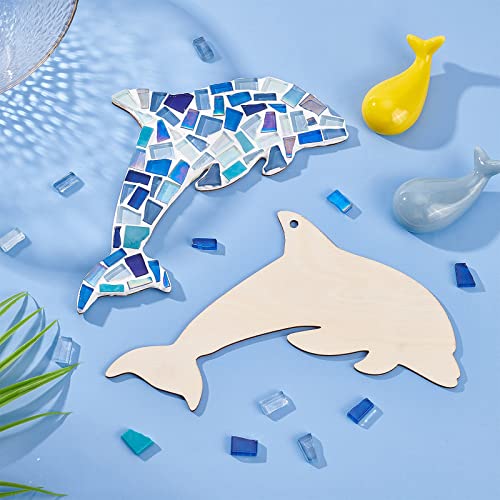 WEBEEDY Make 2 Dolphin Glass Mosaic Kit Creativity DIY Mosaic Kit for Adults Include Glass Mosaics Tiles, Wooden Chips, Ribbon for Christmas Holiday Unique Decor Gift