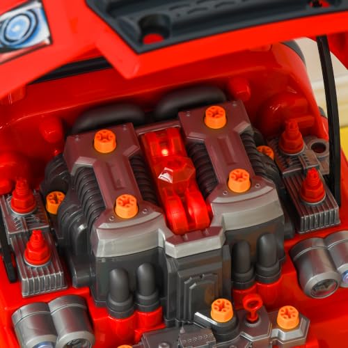 Qaba Truck Engine Toy with Lights, Sounds, Steering Wheel for Kids 3+, Red - color: Red