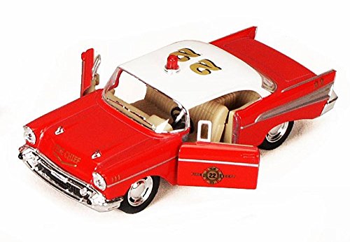 KiNSMART 1957 Chevy Bel Air Coupe 1:40 Scale 5" Die Cast Metal Classic Toy Car (Rescue Fire) - color: Rescue Fire
