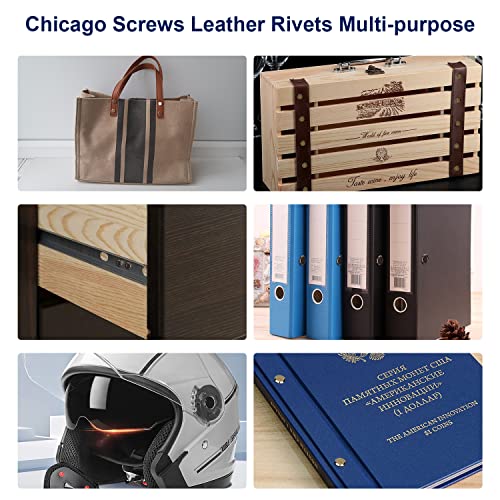 Siziviki 100 Sets Chicago Screws for Leather Crafting, 5 Colors 7/20 Inch - color: 5 Colors