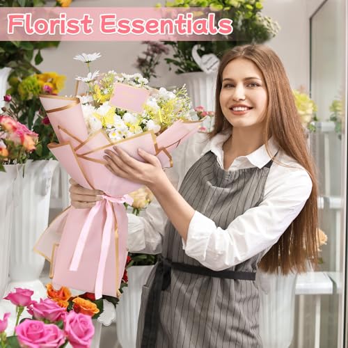 woric 93 Pcs Flower Bouquet Wrapping Paper Kits - color: Pink