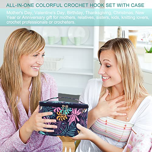 Aeelike Crochet Kit for Beginners Adults, Navy Leaves - color: blue leaves