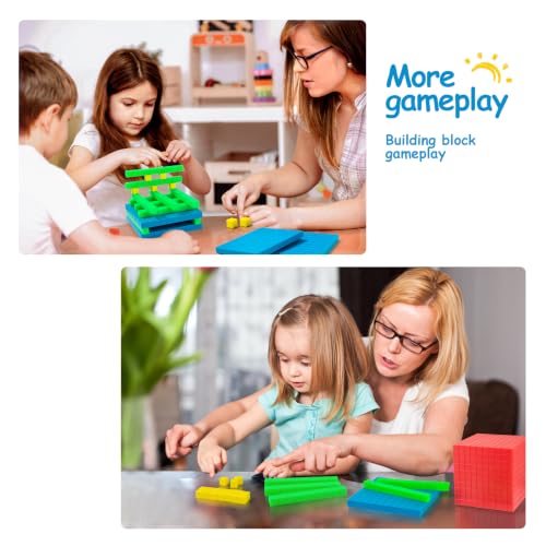 Math Manipulatives for Kids Aged 3+.Base Ten Blocks with Place Value Chart - Plastic Math Cubes to Help Educate Kindergarten Teachers.133 PCS