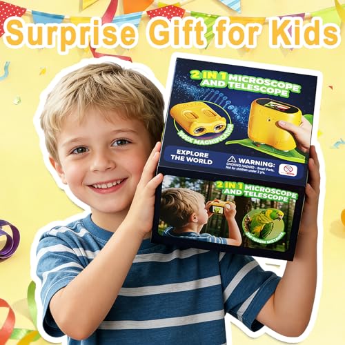 1000X Handheld Digital Microscope for Kids & Binoculars, STEM Toys, 2 in 1