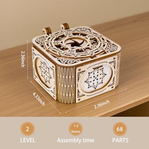 3D Wooden Puzzles for Adults, Mystery Jewelry Box with Music, DIY Wood Crafts/Hobbies Desk Decor, Mechanical Model Kit to Build, Gift for Teens Girls Women Man on Birthday/Christmas (Jewelry Box) - color: Jewelry Box