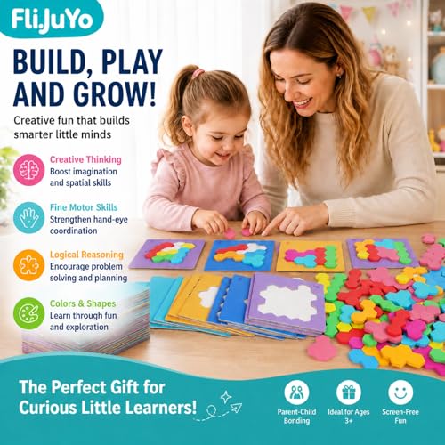 Wooden Shape Matching Puzzle Game, 112PCS, STEM Brain Game