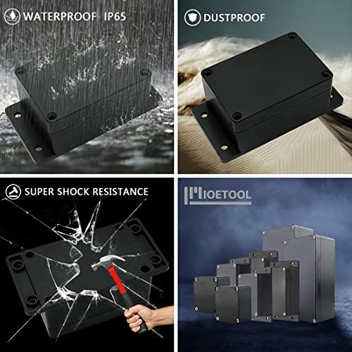 Junction Box Waterproof Dustproof IP65 ABS Plastic Universal Electric Project Enclosure Black with Fixed Ear 3.93"x2.68"x1.97"(100 x 68 x 50 mm) - size: 3.93"x2.68"x1.97"