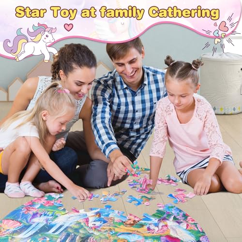 Civaner 70 Pieces Floor Puzzles Round Large Puzzles, Unicorn - style: Unicorn