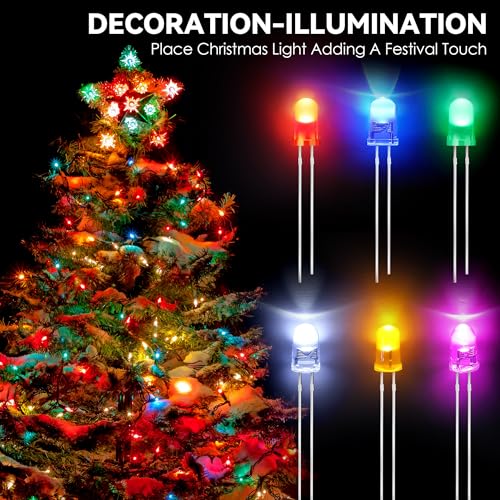 500pcs 10 Colors 5mm LED Light Diode, 20M Copper Foil Conductive Tape