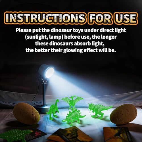 12 Glow in The Dark Dinosaur Eggs, Excavation Kit with Magnifier - style: 12 Dinosaur Eggs(Glow in The Dark)