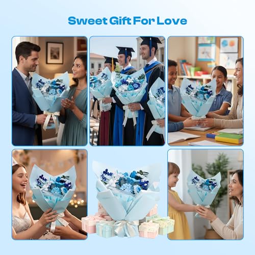 Caydo 700PCS Pink Pipe Cleaner Flower Kit, Pastel Chenille Stems - color: Blue Flowers, style: 620 PCS