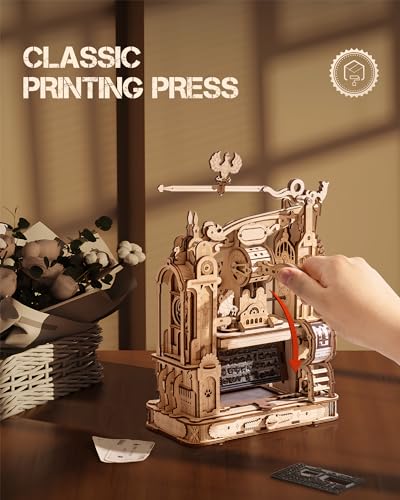 3D Puzzles for Adults - Wooden Puzzles for Adults, Classic Printing Press Building Kits, Wood Puzzles