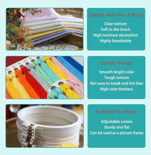 IUHUI Embroidery Kit for Beginners Adults - 26 Floral Letters Easy Patterns, DIY Hand Stitching Embroidery Set with Hoop (Flower and Grass Letter Y) - color: Flower and Grass Letter Y