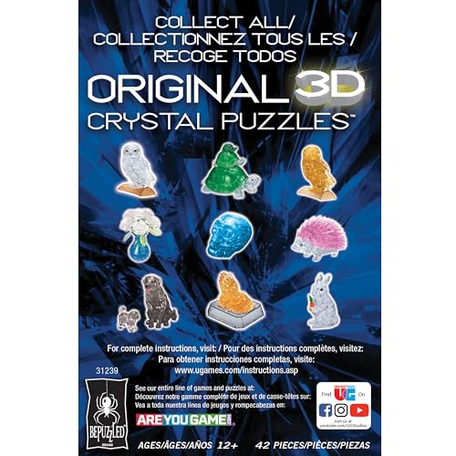 Blue Owl Crystal 3D Puzzle, 42-Pc Brain Teaser, Ages 12+ - color: Blue