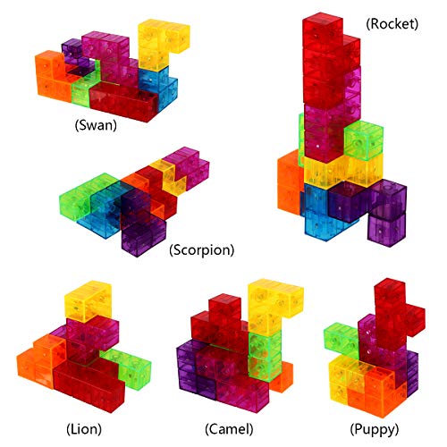 Magic 3D Puzzle Cubes, Set of 7 Multi Shapes Magnetic Blocks with 54 Guide Cards, Intelligence Developing and Stress Relief Fidget Toys