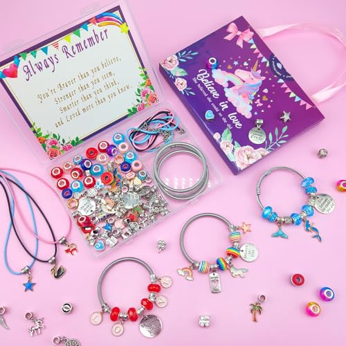 klmars Charm Bracelet/Jewelry Making Kits for Kids Girls,Unicorn Birthday Gifts,Arts Crafts Toys for 5 6 7 8 9 12 Years Old Girls (Pack of 3) - size: Small (Pack of 3)