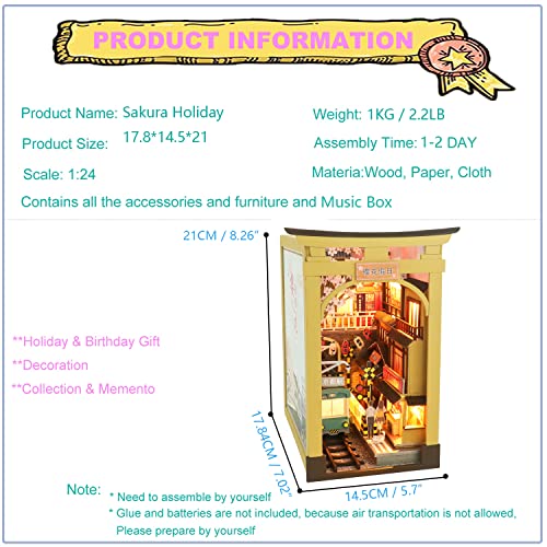 Roroom Book Nook Kit for Adults, Sakura Street Scene House Building Kit - color: M2211