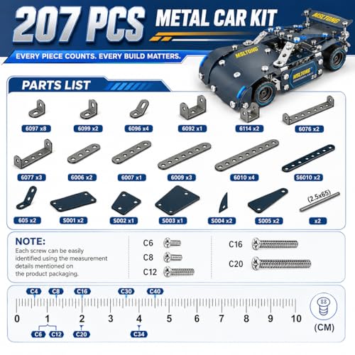 Assembly Metal Model Car Kit,207 Pieces - color: Balck