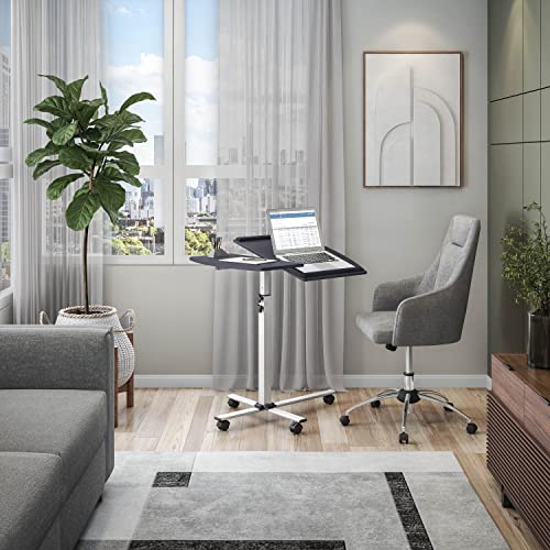 Rolling Adjustable Laptop Cart with Tilting Top, Graphite Finish, 30in - color: Black-g