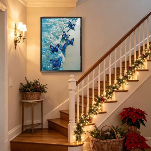 BSNRCH Beach Special Shaped Diamond Art Painting Kits for Adults, Butterfly 5D Diamond Painting Kits for Adults Beginner,DIY Pearl Diamond Dots Gem Art Craft for Home Decor 12 x 16 inch - color: Butterfly