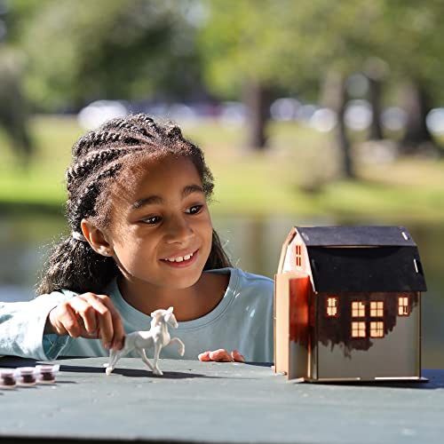 Breyer Horses Stablemates Paint Your Own Barn and Horse Set | 6 Paints Included | 1:32 Scale Horse | Barn 6.75" H x 5.25" W x 7.5" L Craft Set | Model #4245