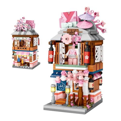 ELAICREE Japanese Street View Shop Building Blocks House Toy, 4 Models Mini DIY Building Blocks Model MOC Construction Toy, Gift for 6-12 Years Old Kid Girls and Boys - color: 4 Models