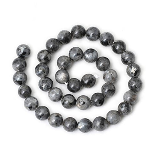 35PCS 10mm Natural Black Labradorite Gemstone Round Loose Beads Crystal Energy Stone for DIY Jewelry Making 1 Strand 15" - color: Black Labradorite, size: 10mm