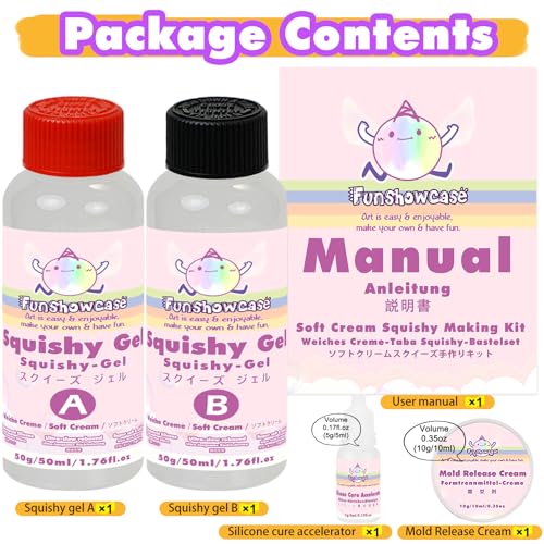 Taba Squishy Making Kit Ultra Slow Rising Soft Cream Gel Flex Rubber Liquid Silicone 3.5oz Pack - color: Soft Cream