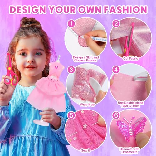 Sunrad 1500+ PCS Fashion Designer Kits for Girls with 6 Mannequins, DIY Arts & Crafts Sewing Kit for Kids Doll Clothes Making Toys, Birthday Gifts for Girls Age 6 7 8 9 10 11 12+