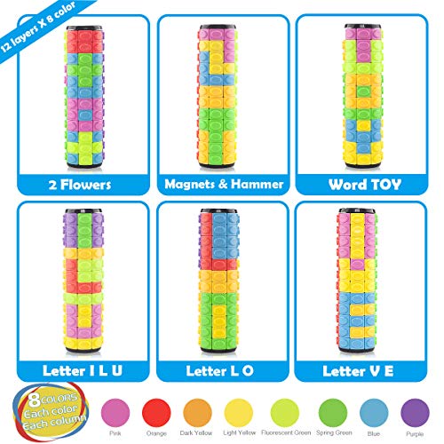 R.Y.TOYS Rotate and Slide Puzzle-Design Patent,Fidget Toys(Restore/Create) 8 Colors,12 Layers-Detach Piece for Quick Play,Brain Teaser,Sensory Toys,Stocking Stuffers,Easter Basket Stuffers Essentials - color: 8 Colors X 12 Layers