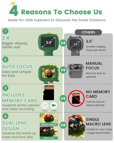 Microscope Camera for Kids Gifts Toys- Handheld Pocket Microscope Autofocus - color: Green