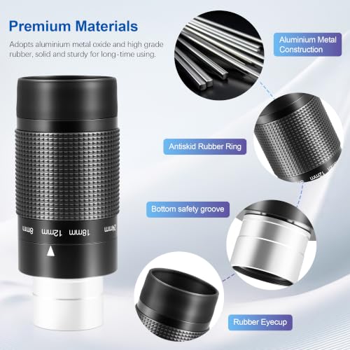 Astromania Zoom Eyepiece for Telescope 8-24mm Zoom Telescope Eyepiece 1.25" - size: 8-24mm